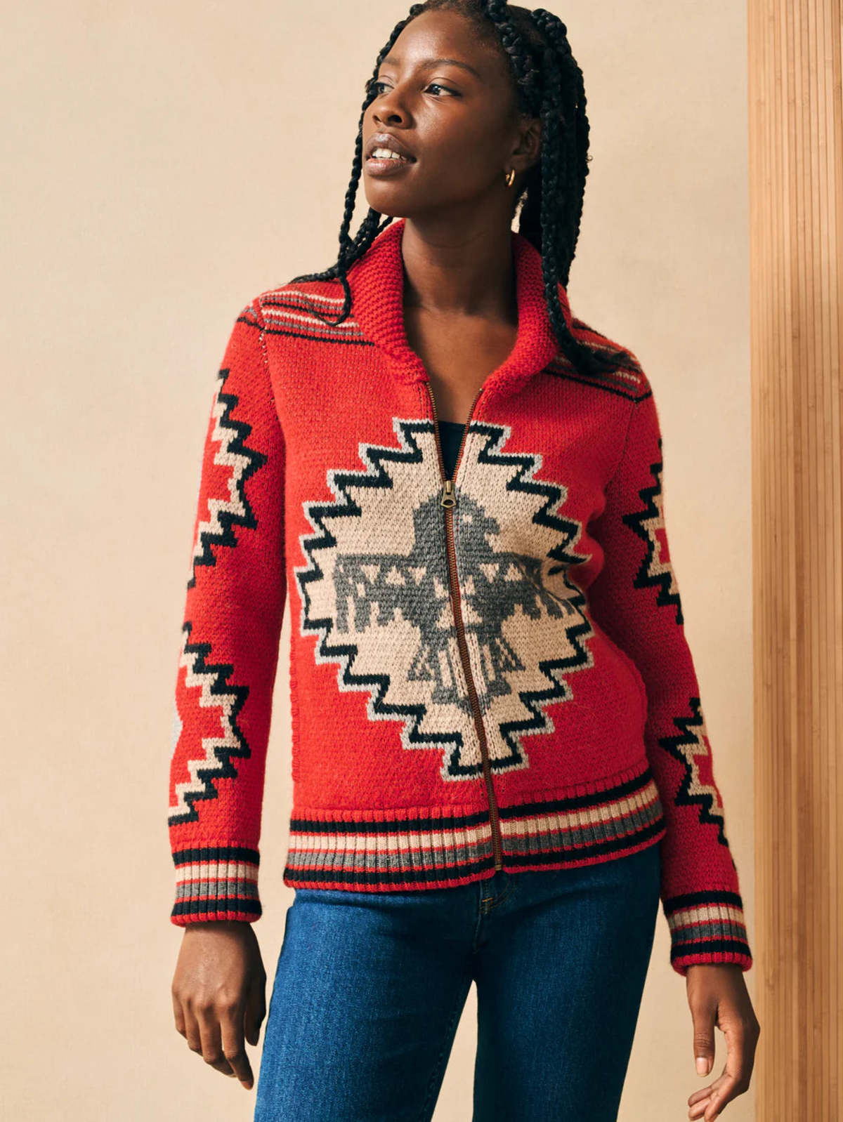Faherty Steven Paul Judd Thunderbird Cardigan - Red | Garmentory