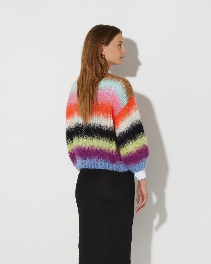 Maiami Mohair Bomber Cardigan - Gradient Stripes | Garmentory Maiami Mohair Bomber Cardigan - Gradient Stripes | Garmentory