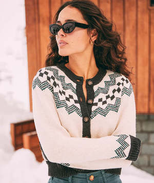 Marine Layer Ava Fair Isle Cardigan - Oatmeal Heather | Garmentory