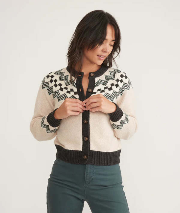 Marine Layer Ava Fair Isle Cardigan - Oatmeal Heather | Garmentory