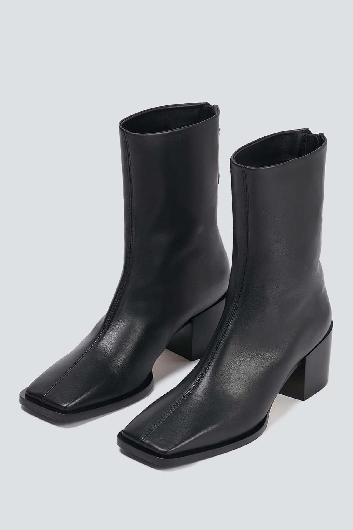 Yasmin Leather Ankle Boots | Black Calf Aeyde Amina Ankle Boots Size 8.5 Black Leather Square Toe Heel main image 2