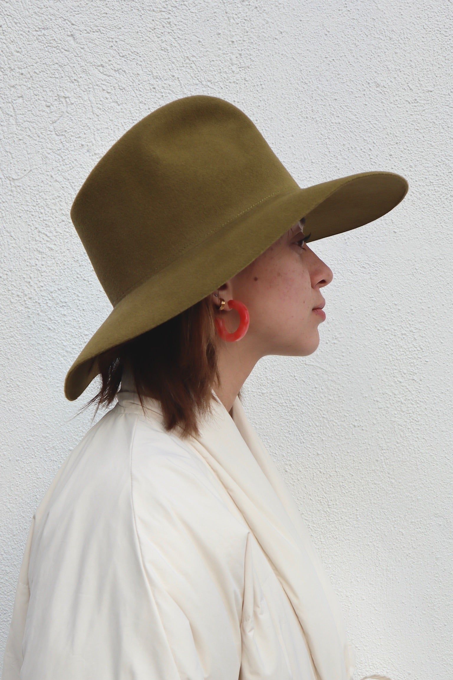 CLYDE 100 Angora Felt Wide Brim Fedora Hat Handmade New York Brown‎ Brown Wool Felt Fedora Hat with Wide Brim by Montique  main image 3