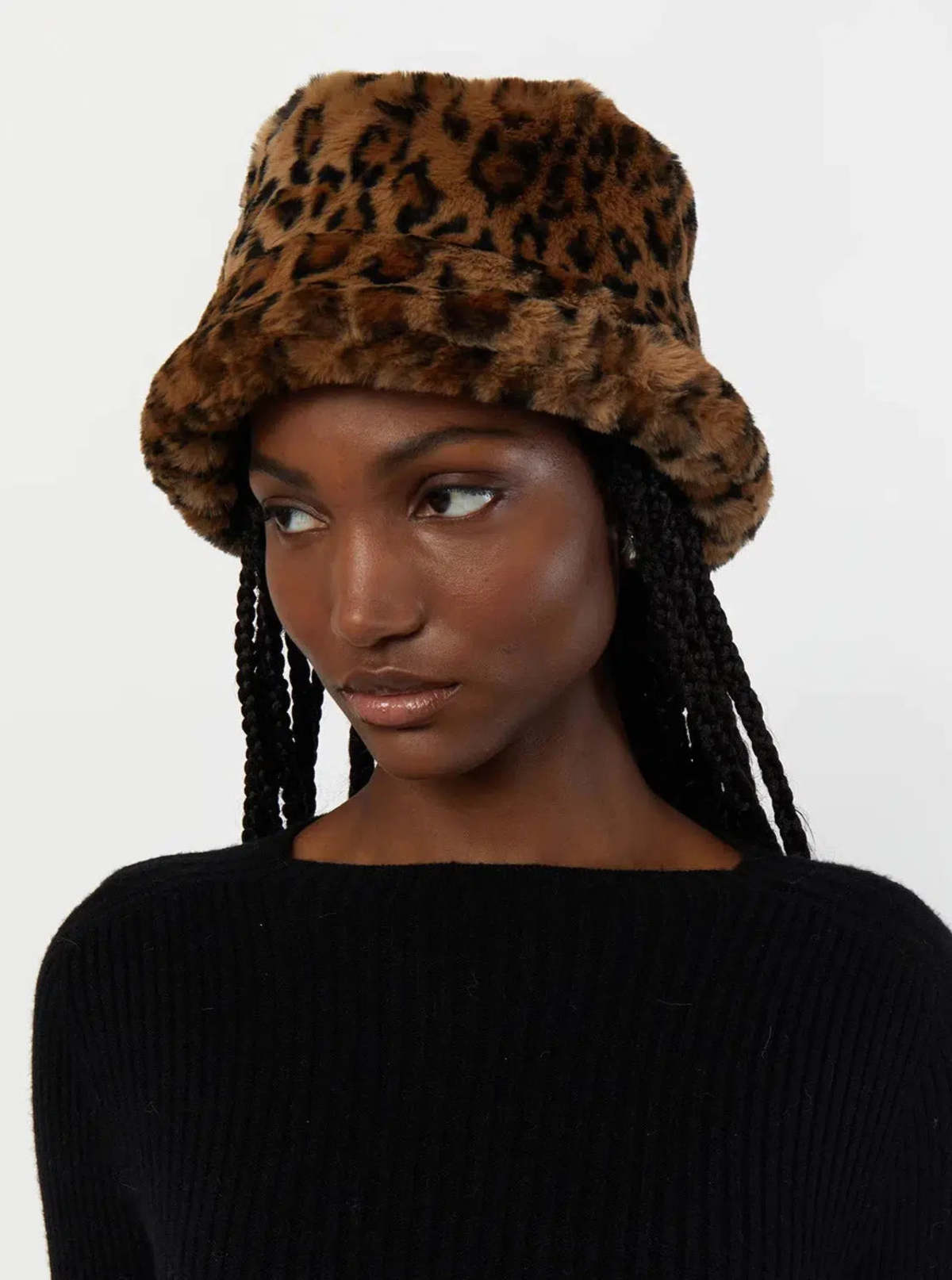 Apparis - Amara Brady Faux Fur Bucket Hat - Leopard | Garmentory display picture 2