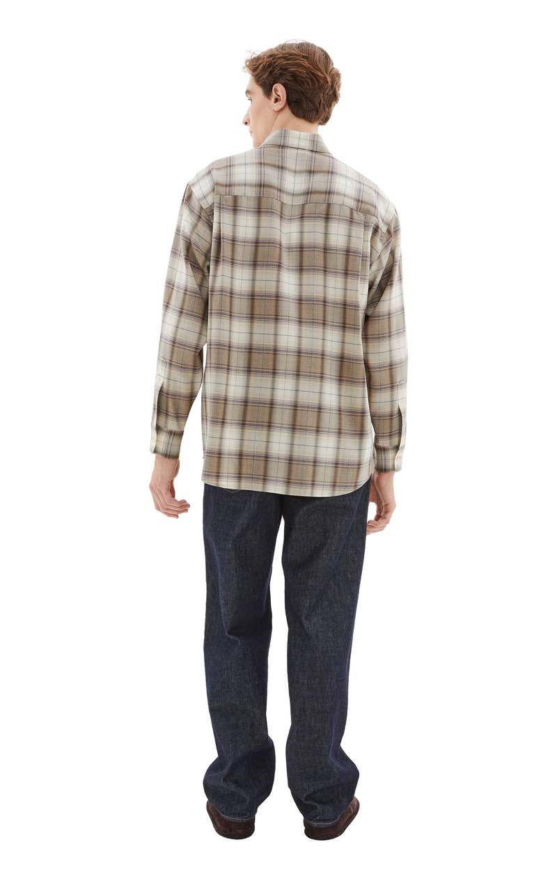 Auralee Super Light Wool Check Shirt - Brown | Garmentory