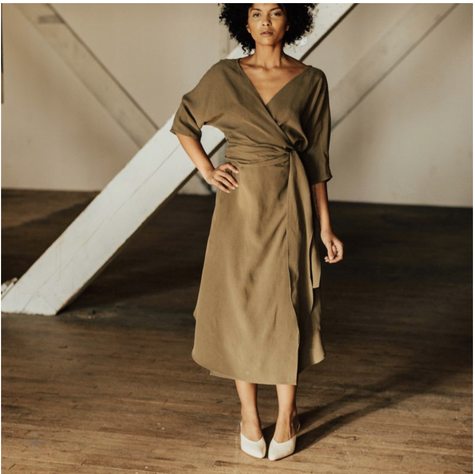 hackwith design house reversible wrap dress Hackwith Design House Reversible Wrap Dress - Olive