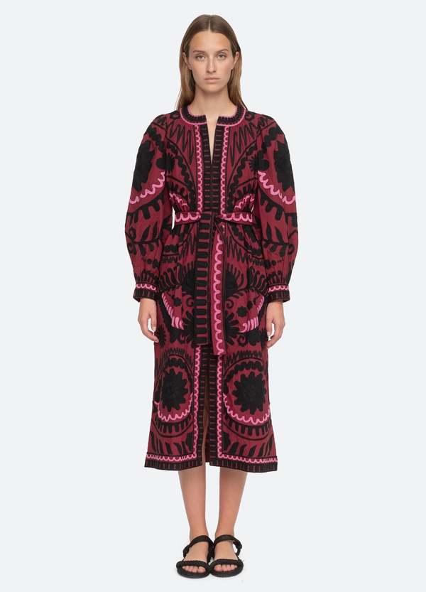 ワンピース Sea New York Charlough S/S Dress Magenta Sea NY Charlough Caftan - Magenta/Green | Garmentory