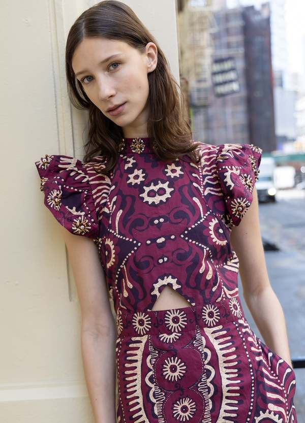 Sea NY Charlough S/S Dress - Green/Magenta | Garmentory