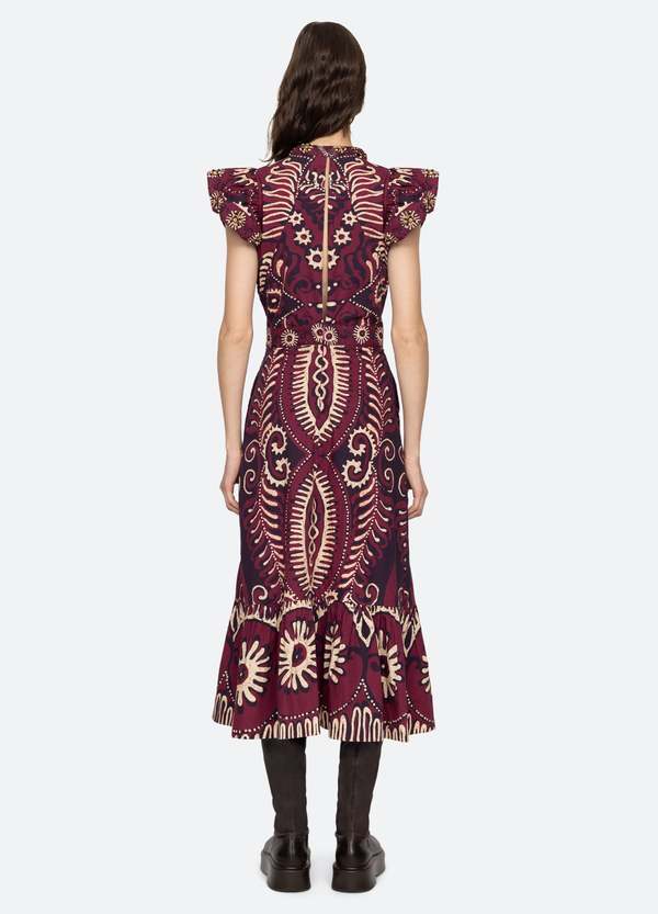 Sea NY Charlough S/S Dress - Green/Magenta | Garmentory