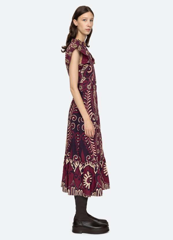 Sea NY Charlough S/S Dress - Green/Magenta | Garmentory