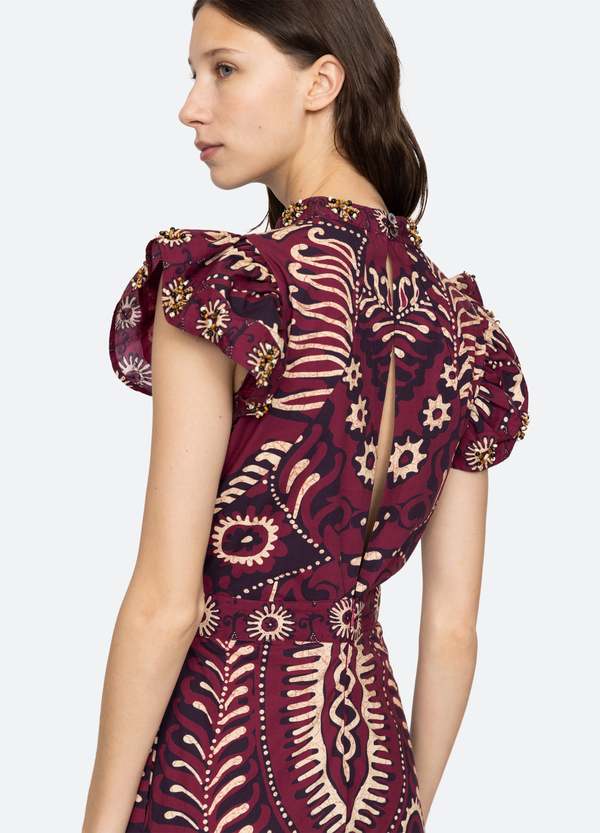 Sea NY Charlough S/S Dress - Green/Magenta | Garmentory