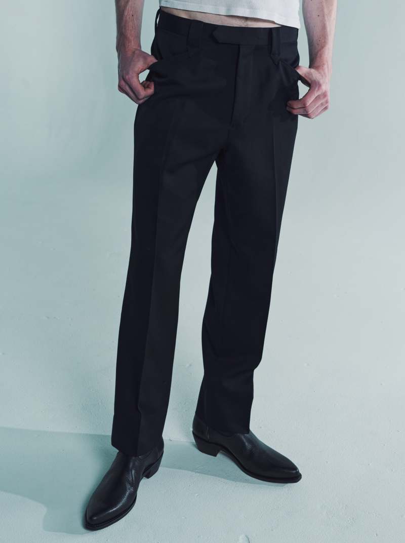 パンツ The Letters Wool Trouser The Letters Black Wool & Satin Western Trousers - Black | Garmentory
