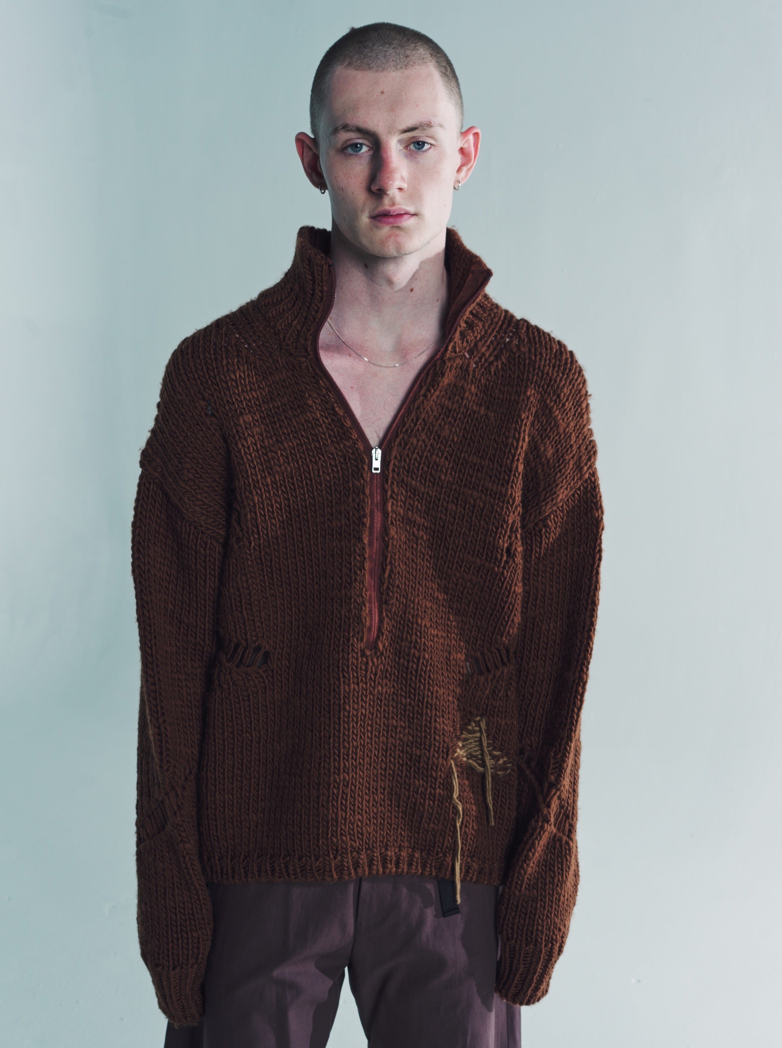 ROA Wool Winter Hand Made Zip Up - Brown | Garmentory