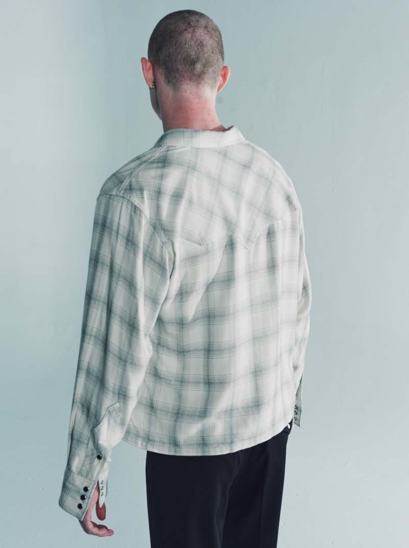 The Letters Rayon OmbreWestern Cutting Short Shirt - Ecru | Garmentory