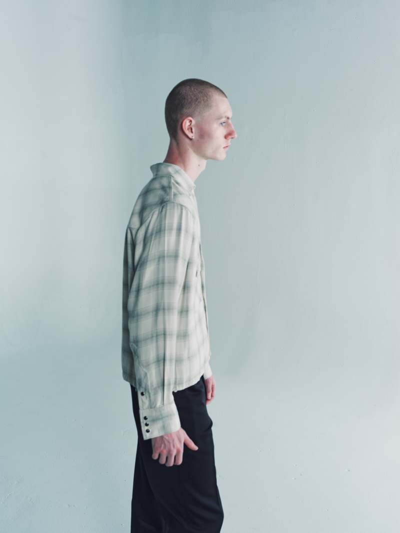 The Letters Rayon OmbreWestern Cutting Short Shirt - Ecru | Garmentory
