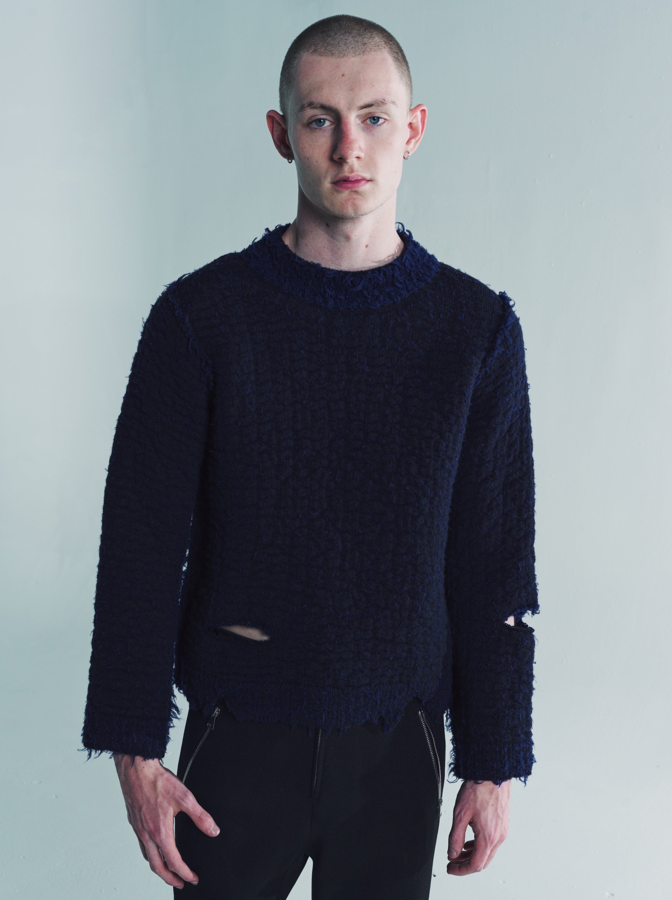 namacheko 22ss ETHAN KNIT size s Namacheko Wool Elmet Crewneck Navy