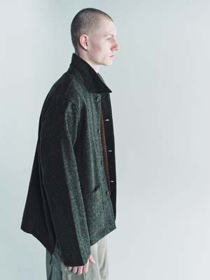 Our Legacy Fuzz Wool Haven Jacket - Black/Moss | Garmentory Our Legacy Fuzz Wool Haven Jacket - Black/Moss | Garmentory