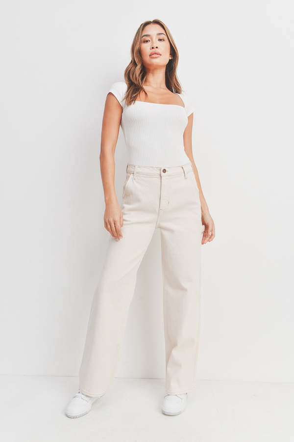 Just Black Denim The Cargo Wide Leg - Oat/Smores/Light Olive