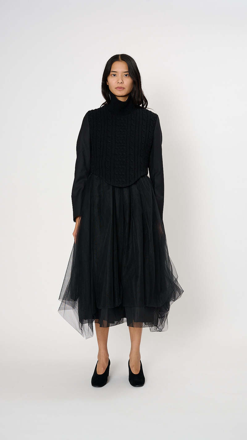 Noir Kei Ninomiya Cable Bustier Dress - Black | Garmentory