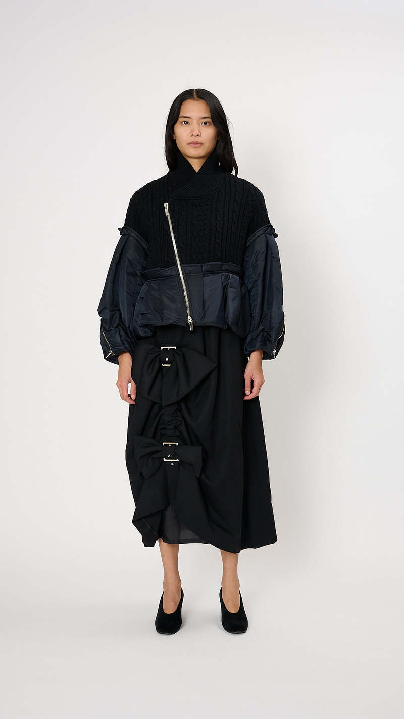 Noir Kei Ninomiya Cable Knit Jacket - Navy | Garmentory