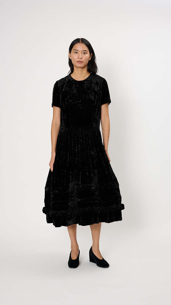 Comme des Garons Crushed Velvet Dress - Black | Garmentory