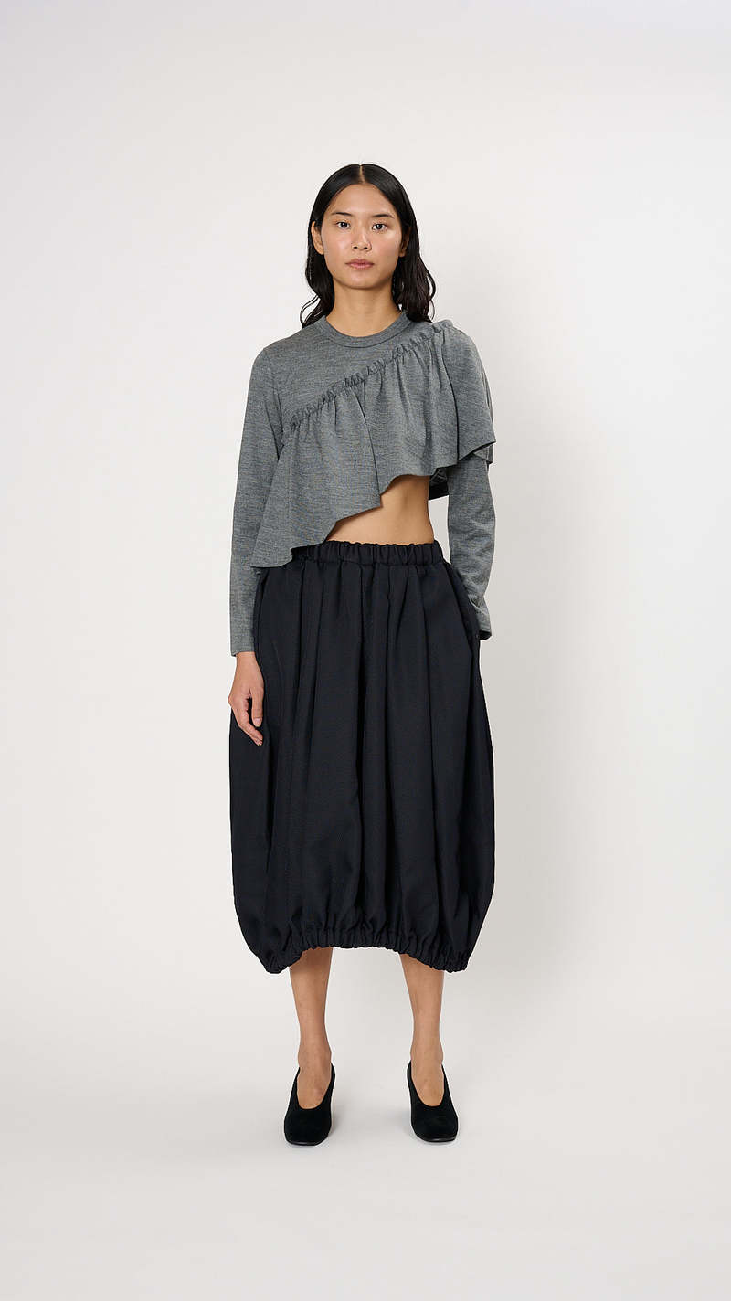 Comme des Garçons Textured Twill Bubble Hem Skirt - Black