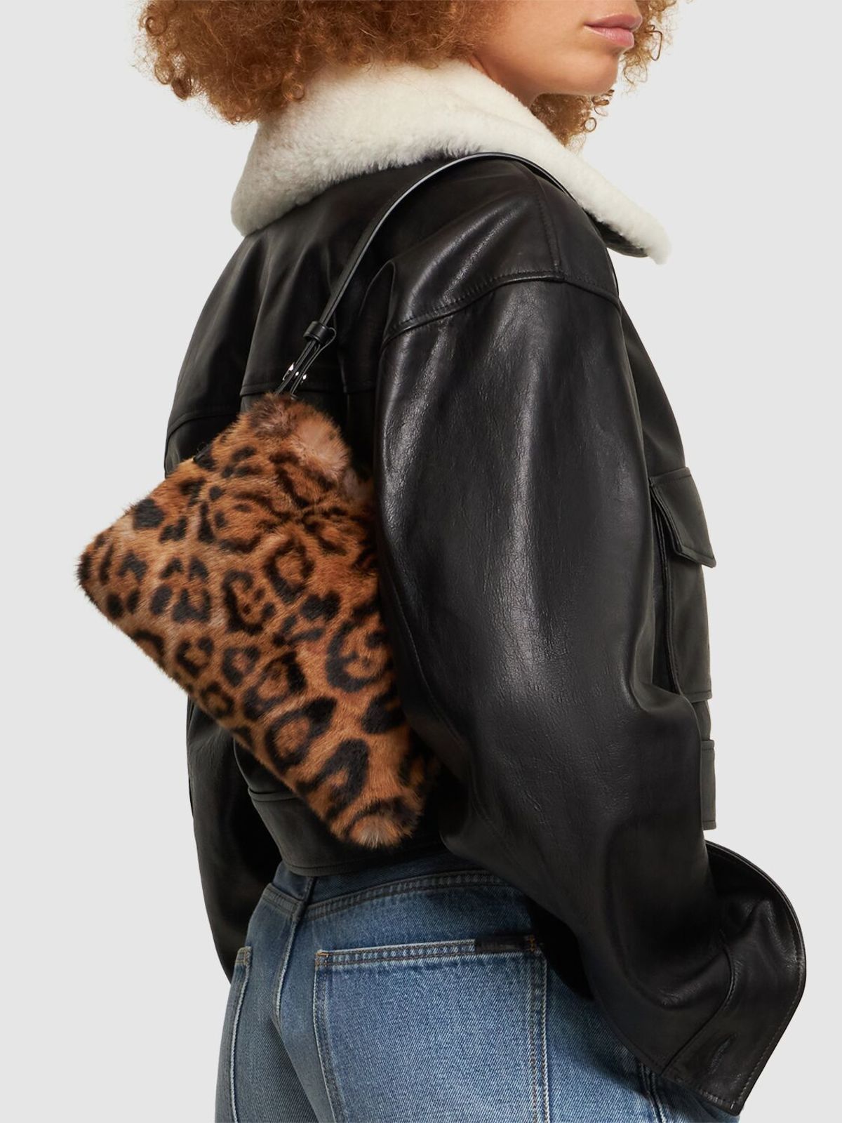 【SIMONMILLER】Cheetah Faux Fur Mini Puffin Bag SIMONMILLER Women's Cheetah Faux Fur Mini Puffin Bag