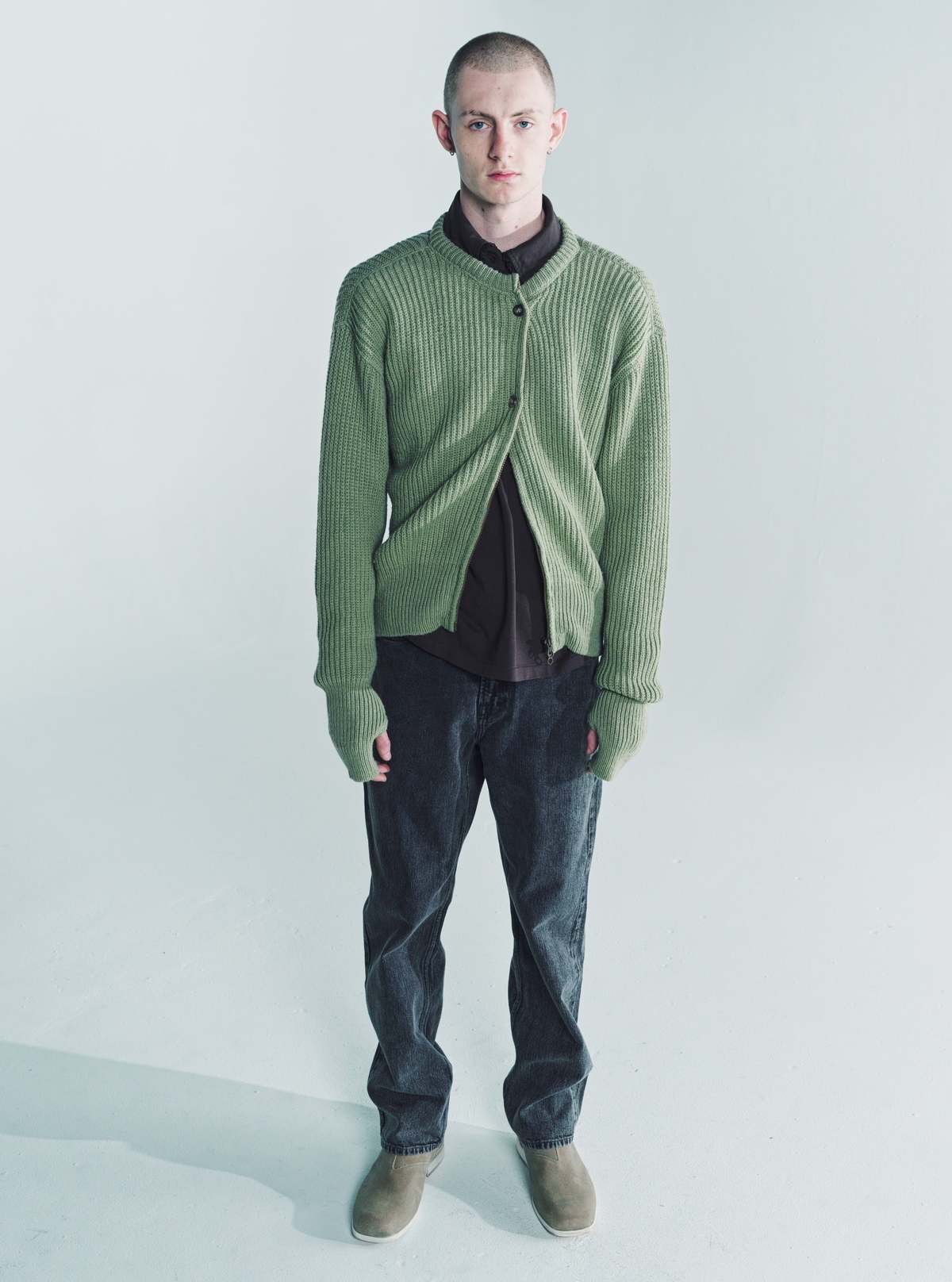 Our Legacy Quotidian Wool Zip Wrap Cardigan - Refined Green