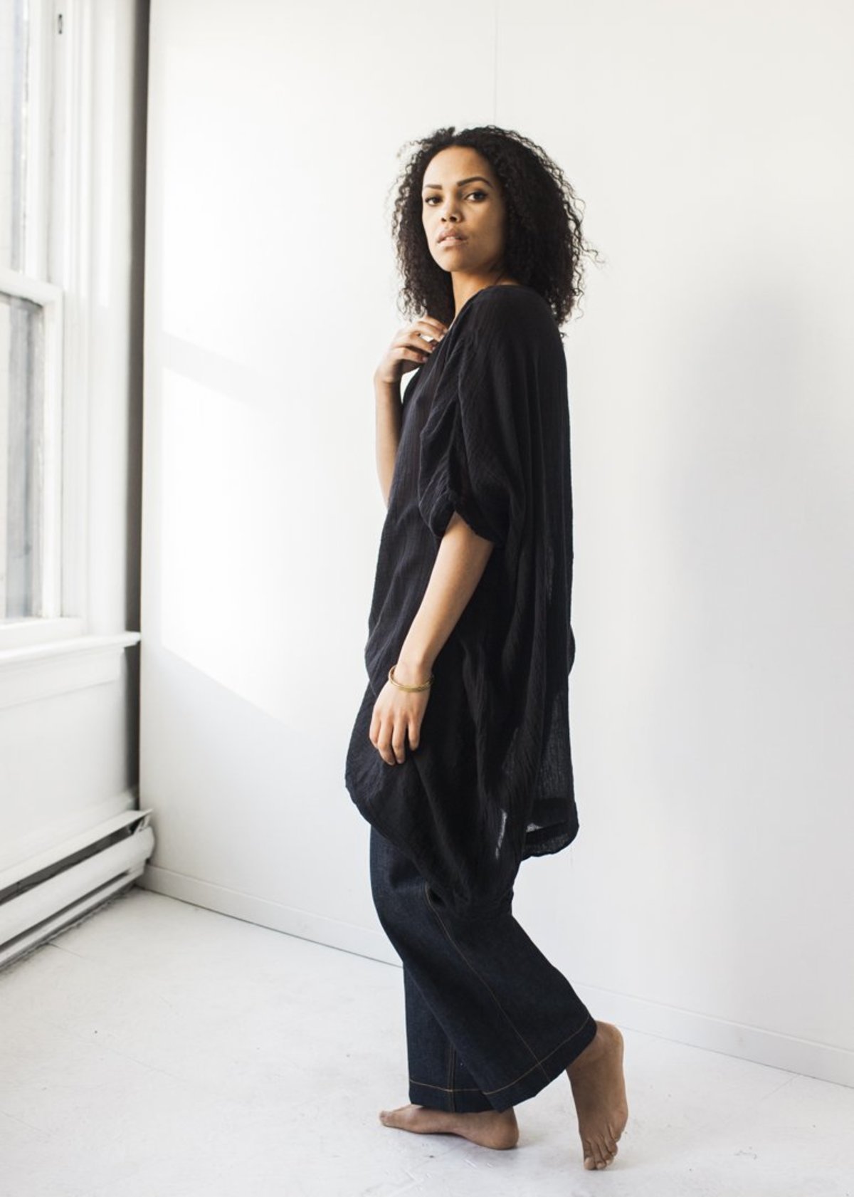 Uzi Gauze Dress in Black - Image 4 of 6