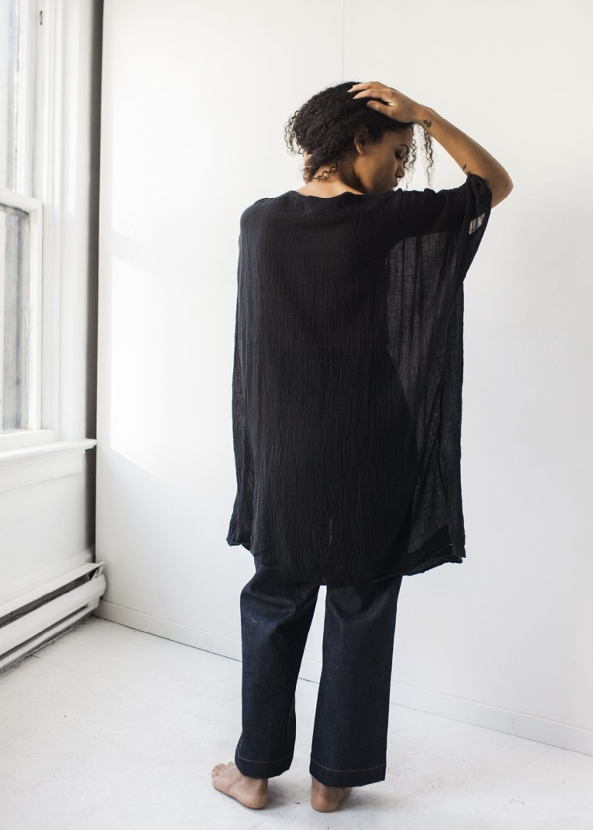Uzi Gauze Dress in Black - Image 5 of 6