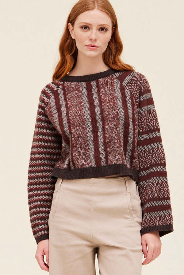 GRADE AND GATHER JACQUARD KNITTING SWEATER SEQUOIA Garmentory grade-and-gather-jacquard-knitting-sweater-sequoia-garmentory