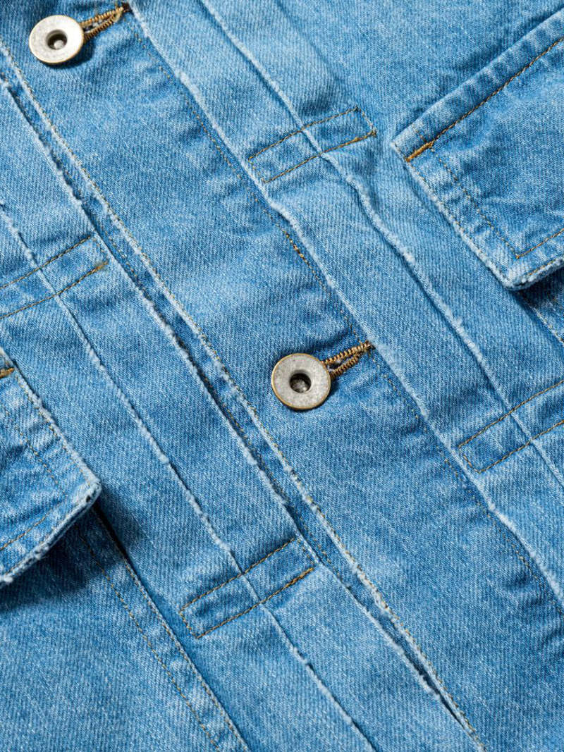 Meanswhile Fade Denim Pleated Sleeve Blouse - Indigo | Garmentory