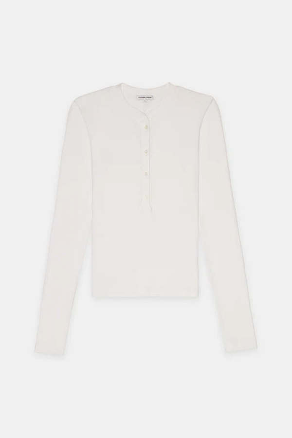Cotton Citizen Verona Long Sleeve Henley White Garmentory