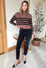 Emerson Fry Boxy Funnel Neck Sweater - Cocoa/Black Stripe - Thumbnail 2