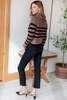 Emerson Fry Boxy Funnel Neck Sweater - Cocoa/Black Stripe - Thumbnail 3