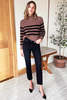 Emerson Fry Boxy Funnel Neck Sweater - Cocoa/Black Stripe - Thumbnail 4