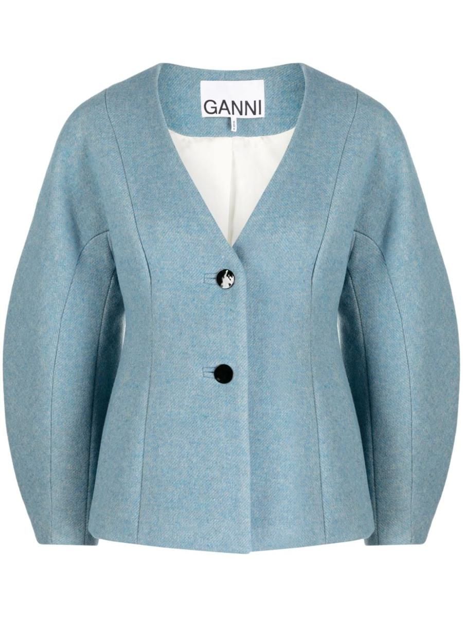 ジャケット Ganni Twill Suit Blazer Ganni Black Light Twill Suiting Blazer | Liberty