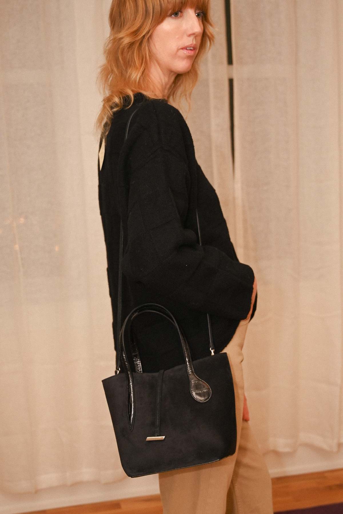 LITTLE LIFFNER◆SPROUT TOTE MINI BLACK CROCHET Sprout Tote Mini Black Crochet - Liffner