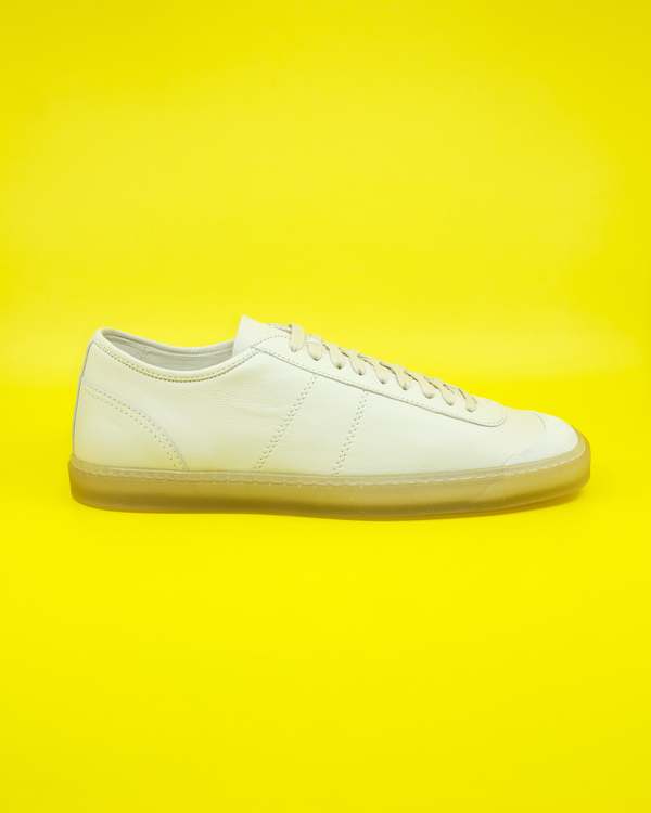 Lemaire Cow Leather Linoleum Basic Laced Up Trainers - Clay White