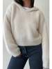 Etclet Leilani Metallic Knit Crop Hoodie - Cream - Thumbnail 1