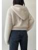Etclet Leilani Metallic Knit Crop Hoodie - Cream - Thumbnail 3