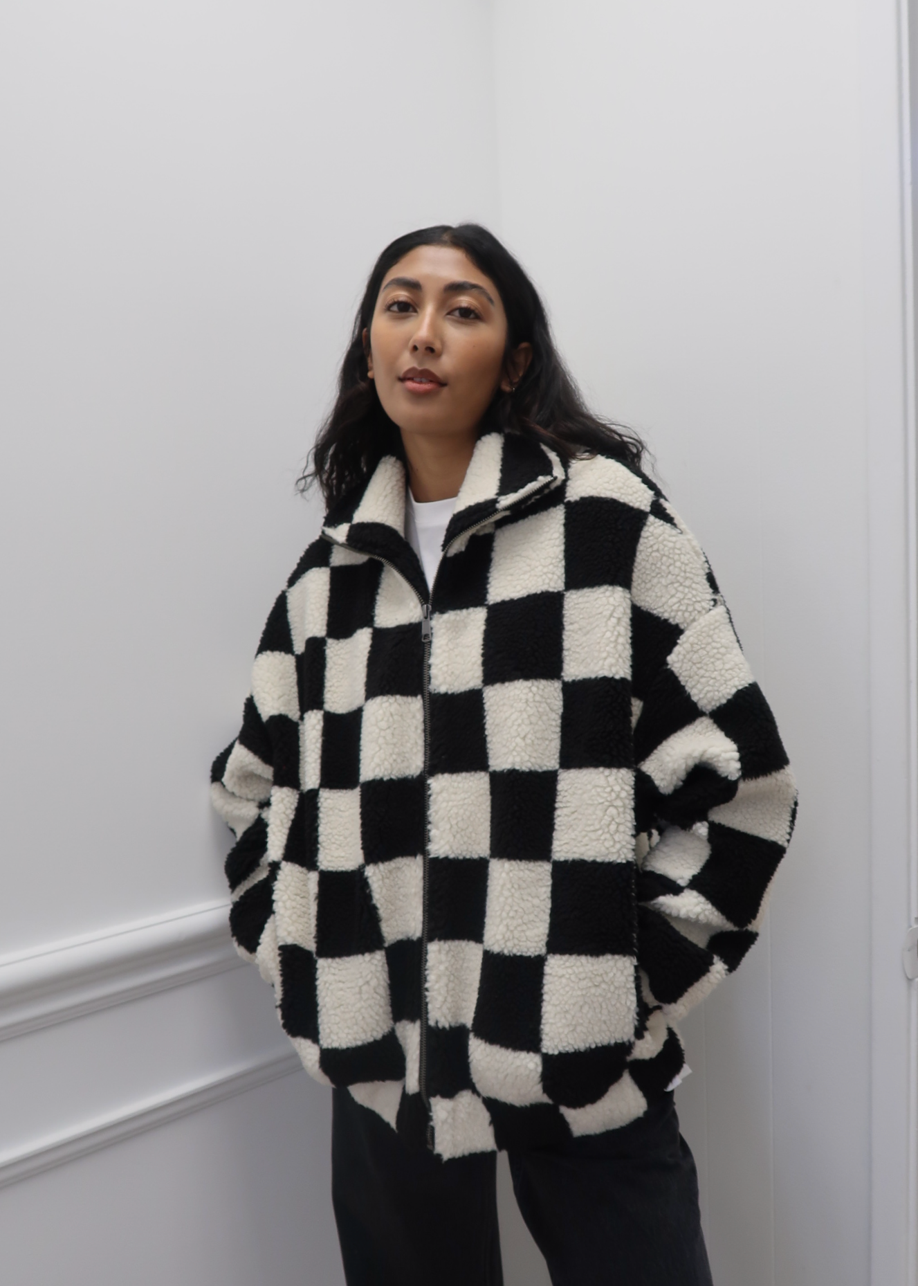Checkerboard Full Zip Sherpa Jacket | Garmentory