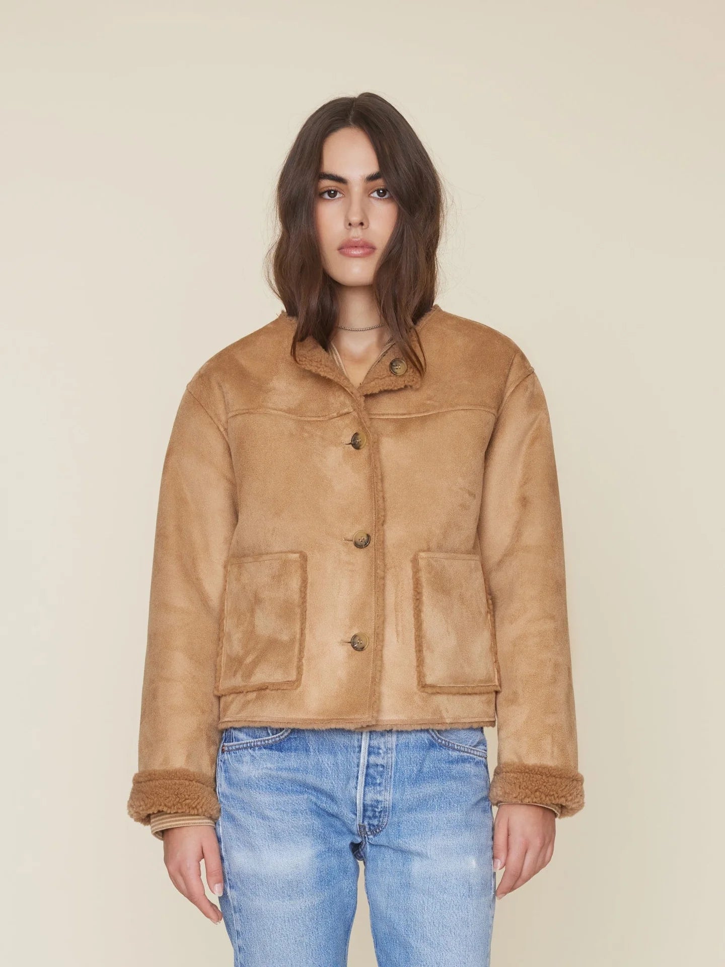 【新品】【限定】KAJA Realistic Suede Jacket / L Kileen Embroidered Faux Suede Jacket