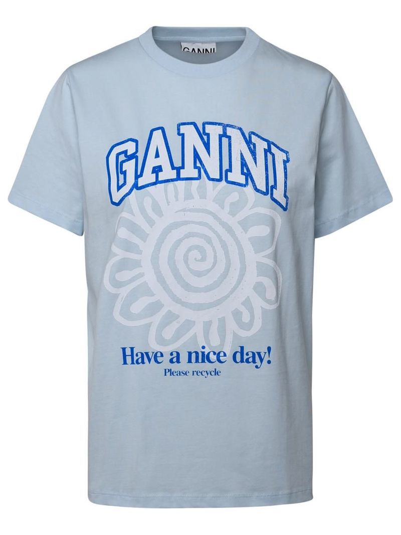 GANNI Light blue cotton t-shirt | Garmentory