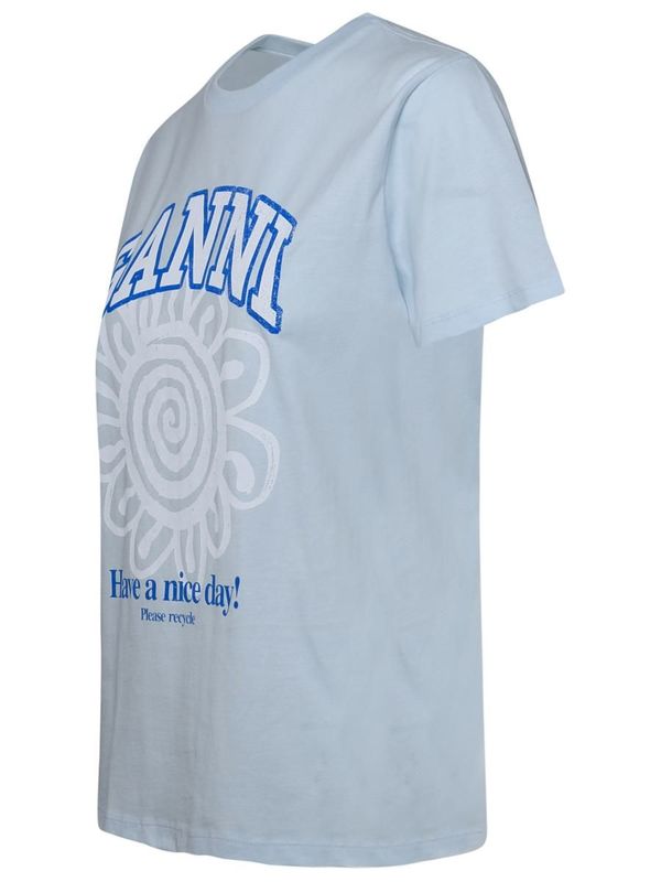 GANNI Light blue cotton t-shirt | Garmentory