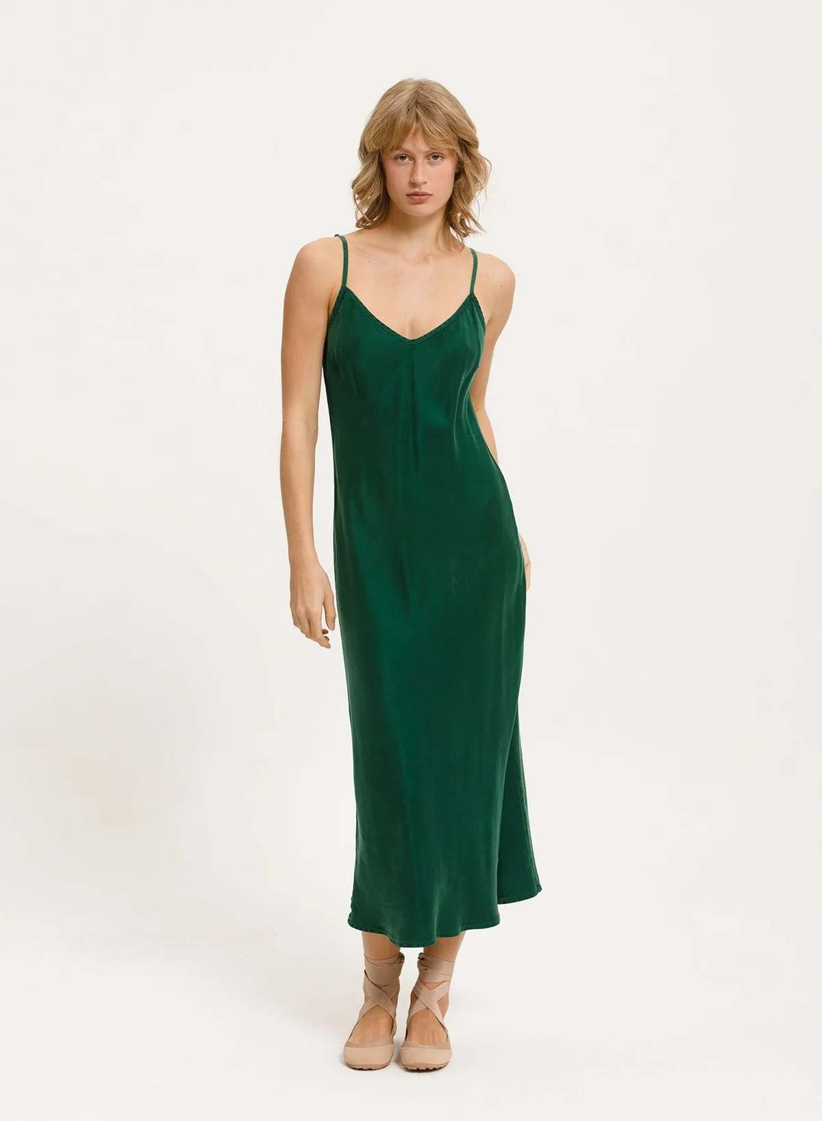 Cali Dreaming Jones Slip Dress - Emerald Green | Garmentory