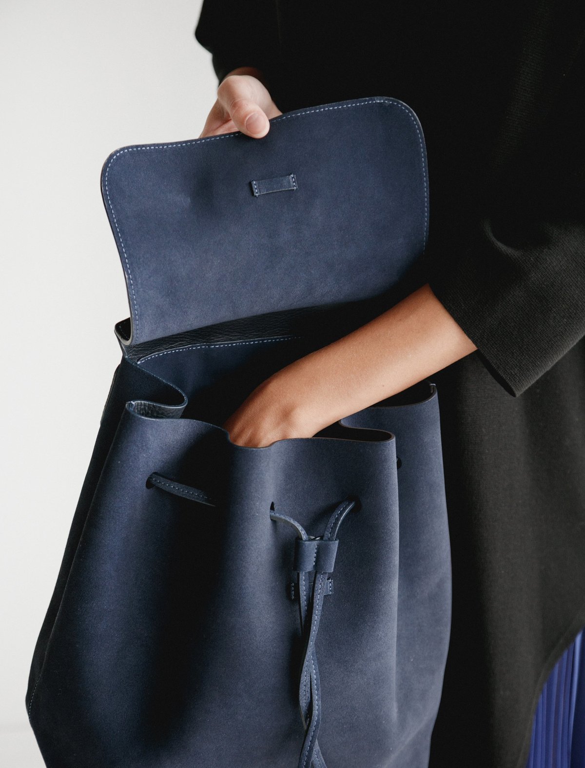 Mansur Gavriel Suede Backpack - Blue - Image 4 of 4