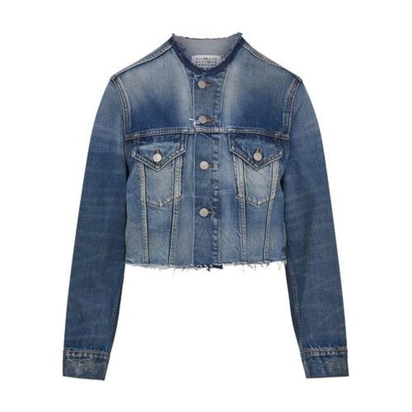 Maison Margiela Cropped Collarless Denim Jacket Garmentory