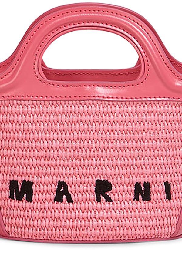 【関税&送料込】Marni Pink Leather And Straw Micro Tropicali Marni Tropicalia Micro leather and raffia Bag - Pink