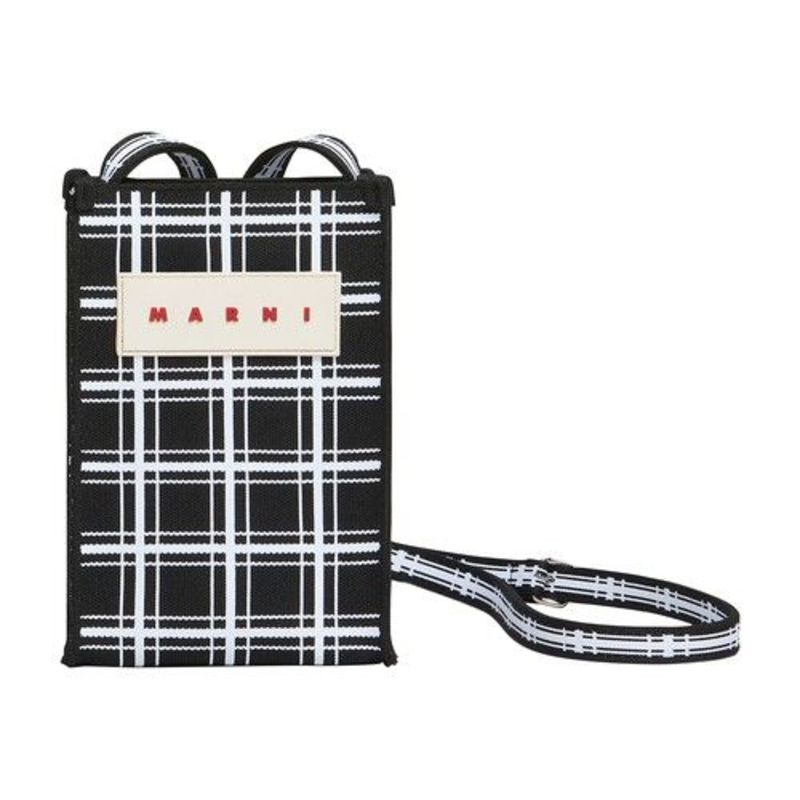 ★MARNI★ Mini Jacquard Check Shoulder Bag Black White SBMQ0 Marni Mini jacquard shoulder bag - Black/White | Garmentory