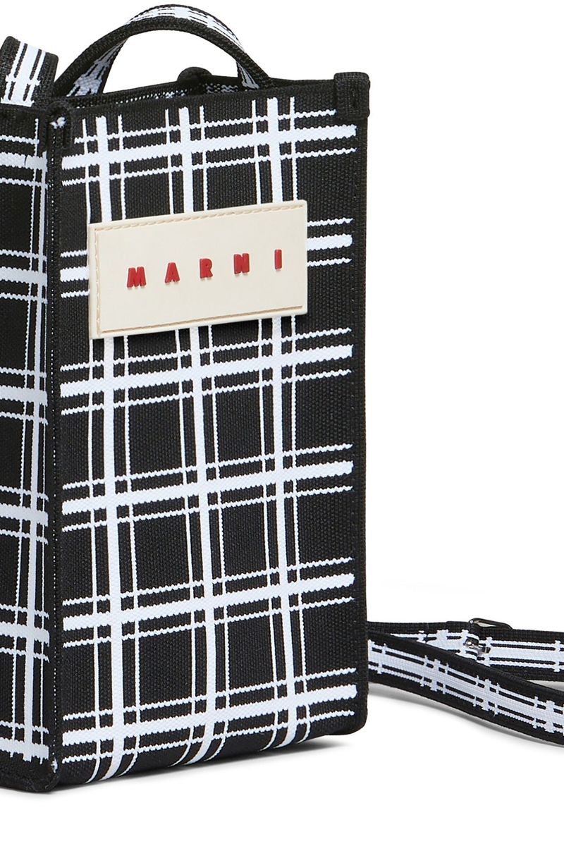 Marni Mini jacquard shoulder bag - Black/White | Garmentory Marni Mini jacquard shoulder bag - Black/White | Garmentory
